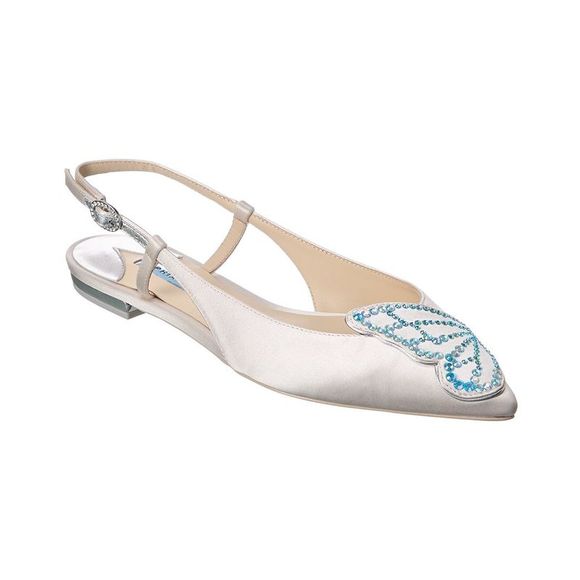 Sophia Webster Shoes - Sophia Webster Butterfly Satin Slingback Flat, White